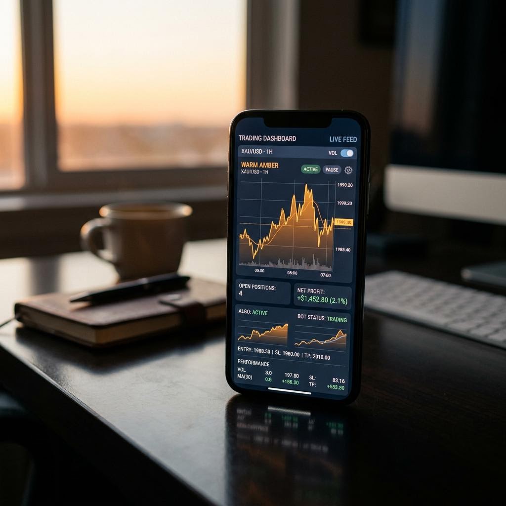 Painel móvel da plataforma de negociação cripto com IA Choice Rentivo